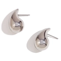Minimalist silver-toned stainless steel teardrop stud earrings with a polished mirror finish - Small Hollow Water Drop Earrings - Silver