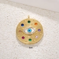 Gold-plated Evil Eye pendant with colorful zircon stones and 2cm size dimension label - Colored Zircon Eye
