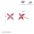 Detail view of 925 silver clover earrings with pink zircon showing exact dimensions and weight - 925 Silver / 925 Silver Plated Gold + Red Zirconia