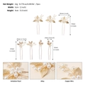 Specifiche dettagliate delle dimensioni per set di 7 forcine da sposa con foglie - Set da 7 Pezzi (HS-J7074G) / Oro