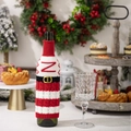 Christmas knit wine bottle cover red and white striped holiday table decor for party - Knitted Letter Z Wine Bottle Cover