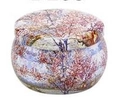 Round 4.4OZ metal candle tin with decorative cherry blossom floral pattern for gifts - 75*50MM C235 Cherry Blossom Empty Tin