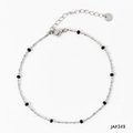 Böhmisches Fußkettchen aus Silber mit schwarzen Perlen und verstellbarem Verschluss - Silber Blendendes Schwarz Stil (JAP349)