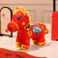 Mascotte en peluche cheval du zodiaque chinois avec des motifs traditionnels de 2026. - 16cm / Cheval Découpage de Papier à Quatre Pattes-Rouge