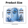 Blue Christmas door sticker dimensions showing 15.6cm width and 14.5cm height - PH_QTB43 Style / 15.6x14.5cm