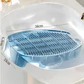 Lavabo trasparente blu con asse da lavaggio e fori di scolo, misura 38x23x6.3cm - Scolapiatti (con Gancio) / Blu Trasparente