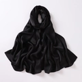 Detailed view of high-quality black chiffon shawl with elegant drape and silk texture - Black