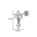 Silver screw back ear stud with cross design and marquise cubic zirconia detail - Cross Dangle (0180-10# Silver)
