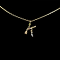 18k gold plated necklace with colorful zircon letter K pendant on black background - Letter K / Gold