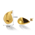 Orecchini a goccia in acciaio inossidabile dorato lucido, dimensioni 2,5 cm x 1,5 cm - Orecchini a Bottone a Goccia d'Acqua Dorati