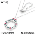 Collar corona de Navidad plateado con colgante de lazo en esmalte de color - Estilo Corona de Navidad (KN290898-GC) / Color Acero (KN290898-GC)