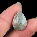 Faceted gray labradorite teardrop pendant 13x18mm with natural stone texture - Light Labradorite