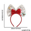 Cerchietto natalizio con fiocco di paillettes rosso e argento e dettagli di misura - Fiocco Argento con Cravatta Rossa
