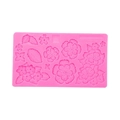 Pink silicone mold with various hydrangea and jasmine leaf textures for cake fondant DIY - Pink