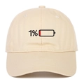 Classic beige cotton baseball cap with 1% battery embroidery in high quality fabric - Adjustable / Beige