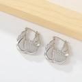Orecchini geometrici minimalisti in acciaio inossidabile argento con finitura trapuntata - Color Acciaio