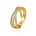 Modern 18K gold-plated stainless steel criss-cross ring with pavé-set square zircons - US 8 / Double Loop Cross Row Zirconia Style (D014) / Gold