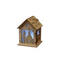 Casetta di Natale in legno luminosa con design a chiesa tagliata al laser e luce LED - Casa media / 7*7*9cm