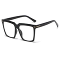 Occhiali da sole squadrati neri oversize con dettagli in metallo dorato a forma di T - Nero Lucido Anti-luce Blu