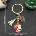 Gold Christmas keychain with enamel Santa, green tree, and snowflake charm pendants - ER818-Enamel Christmas Tree Snowflake Santa Keychain