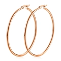 Minimalist 50mm rose gold stainless steel hoop earrings with high polish mirror finish - Rose Gold
