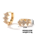 Detailed view of gold zircon hoop earrings with dimensions 1.3cm x 0.6cm and 2.4g weight - Gold Combined Rhombus Style (KE00012GW)
