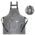 Grembiule da lavoro in pelle PU verde salvia impermeabile con tasche e spalline a X - Dorsale a H regolabile / Verde Militare