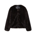 Bombardier en fausse fourrure marron foncé pour femme avec col rond et fermeture éclair - XS / Brun Foncé