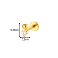 Titan-Ohrstecker in Gold-Finish mit 0,2 cm funkelndem Zirkon und flacher Rückseite - Einzelner Runder Edelstein Stil (T2559-3) / Gold