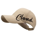 Women's beige hollow top sun visor hat with Cloud embroidery and adjustable strap - Deep Beige