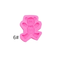 Pink bear silicone mold featuring detailed bow tie texture for chocolate and fondant DIY - Style 6 Bowtie Full Bear (A403) / Pink
