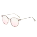 Light tea pink round anti-blue light glasses with slim silver metal temples - Translucent Gray Silver - Blush Lens / Non-Prescription Blue Light Blocking