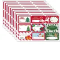 Christmas gift tag stickers featuring Santa and Reindeer with Merry Christmas text - Santa and Gingerbread Man Designs(147A-KP218) / 10 Sheets/Pack