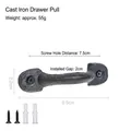 Retro industrial cast iron drawer handle with 7.5cm hole distance and screws - Black