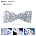 Detailed views of a sparkling zircon bow hair clip with 7.5cm width and 24g net weight - Stylized Bow Zircon Style (HS-J7019S)