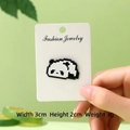 Pixel art panda enamel pin badge, 3x2cm black and white metal brooch on fashion jewelry card - Pixel Art Resting Panda