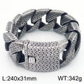 Silbernes Edelstahl-Trident-Armband mit schwerer Webstruktur und Maßen - Armband 24cm (KB184988-KJX)