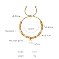 Elegant 18K gold plated beaded bracelet with white pearl charm and sparkling mud drill beads - Pearl Pendant / Gold
