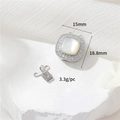 Silver jewelry clasp with white mother of pearl and zircon for DIY necklaces - Palladium White Shell Square Clasp