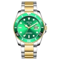 Luxury green dial automatic waterproof watch for men with two-tone steel bracelet - Two-Tone Gold Silver-Green Dial