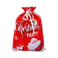 Red Christmas drawstring gift bag with Santa and reindeer motifs for party favors - Red Santa / 44*57cm
