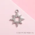 Silver snowflake pendant with clear rhinestones for DIY jewelry making, 2.2cm size - Silver North Star Style 11