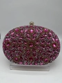 Pink and silver sunflower evening clutch bag encrusted with sparkling crystals - Pink Style B
