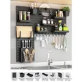 Industrial black pegboard kitchen storage set with four 30x42cm panels and hooks - Long Board Set 4 / Black