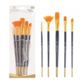 5-piece professional artist brush set with blue handles and orange nylon bristles - 5Pcs Mixed Peak HB075E / Dark Blue