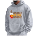 Felpa grigia con grafica tacchino e testo Gobble su modella, sfondo bianco pulito - S / Grigio (Gobble)