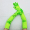 Guanti lunghi in raso elasticizzato verde neon per donna in stile vintage anni '20 - Taglia unica / Verde Fluorescente