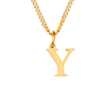 Collar minimalista de acero inoxidable dorado con un colgante de letra Y mayúscula pulida - Letra Y (Oro Rosa)