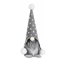 Grey Christmas gnome plush toy with snowflake knit hat and long grey beard decoration - Grey Polka Dot Knit Hat Rudolph Gnome