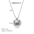 Detailed dimensions of minimalist square pendant necklace in polished stainless steel - Mirror Square Style (YYN023375-P) / Silver
